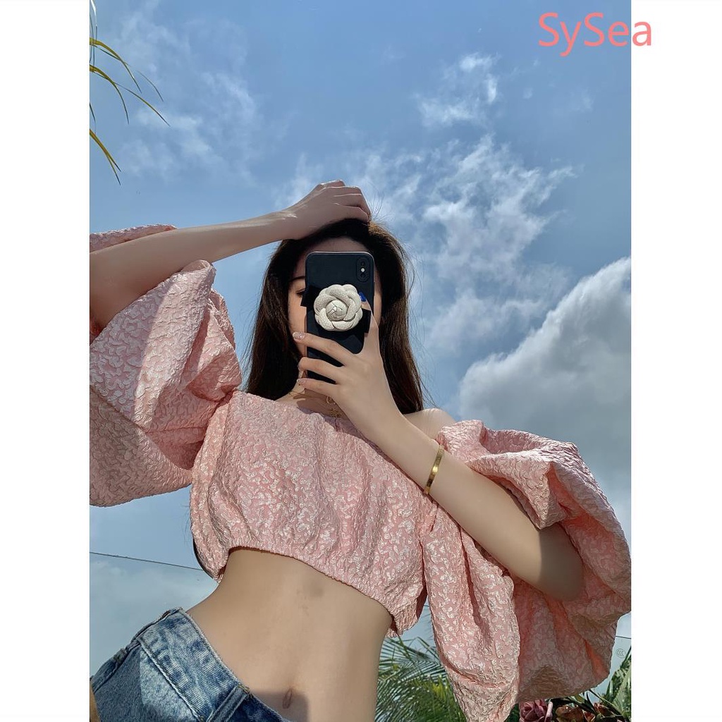 Áo kiểu croptop tay phồng trễ vai thời trang quyến rũ dành cho nữ