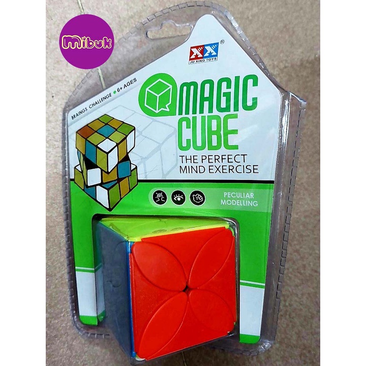 Rubik biến thể cỏ 4 lá Four Leaf, Rubik Clover viền đen/ stickerless Ju Xing Toys