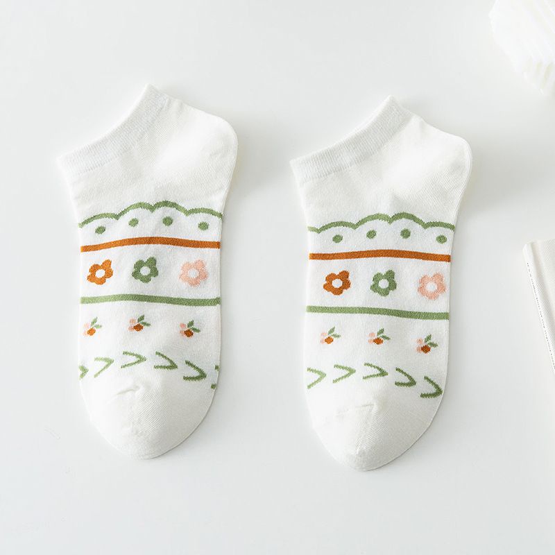 Set 5 đôi tất cổ ngắn hoa xanh cotton siêu xinh BAG U TATMIX078-hoaxanh