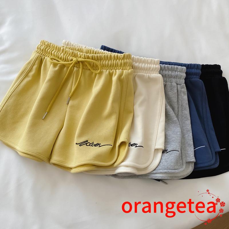 Quần Short Lưng Thun Dây Rút Thêu Chữ Thời Trang Mùa Hè Dành Cho Nữ ZZX8