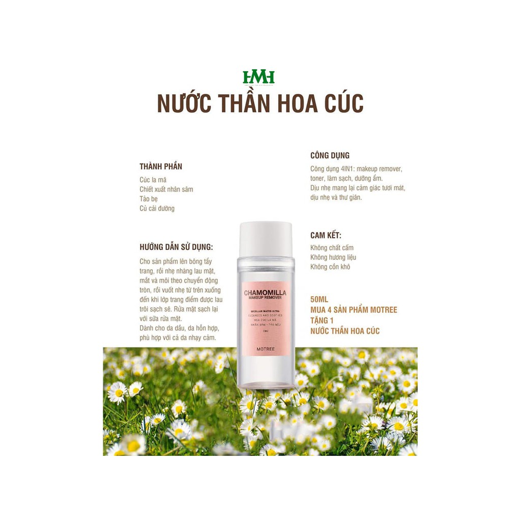 [Chính hãng Motree] Nước Thần Hoa Cúc Motree - nước tẩy trang làm sạch sâu, tẩy trang dịu nhẹ hoa cúc | BigBuy360 - bigbuy360.vn