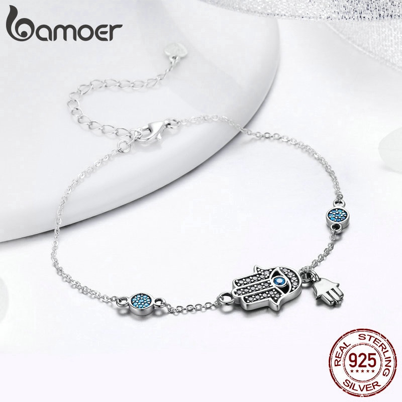 BAMOER Vòng Đeo Tay Xi Bạc 925 HìNh BàN Tay Fatima