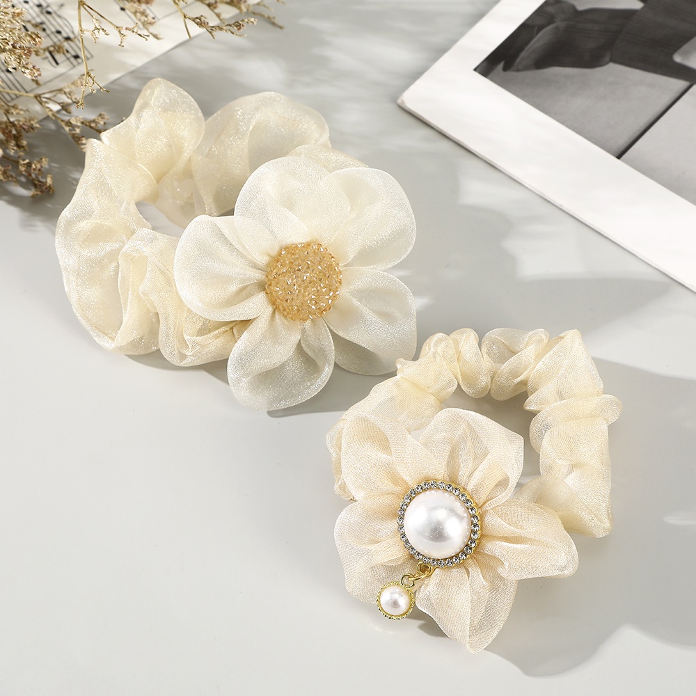 Dây buộc tóc cỡ lớn HAIMEIKANG đính đá và ngọc trai thời trang phong cách Hàn Quốc