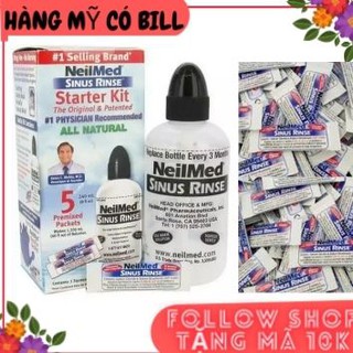 (có bill nhập) Bình rửa mũi NeilMed 240ml kèm 5 gói muối