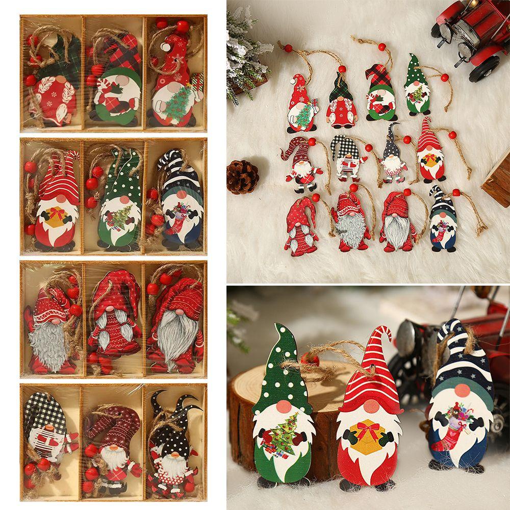 Set 9 Mặt Dây Chuyền Gỗ Hình Khu Rừng Trang Trí Giáng Sinh