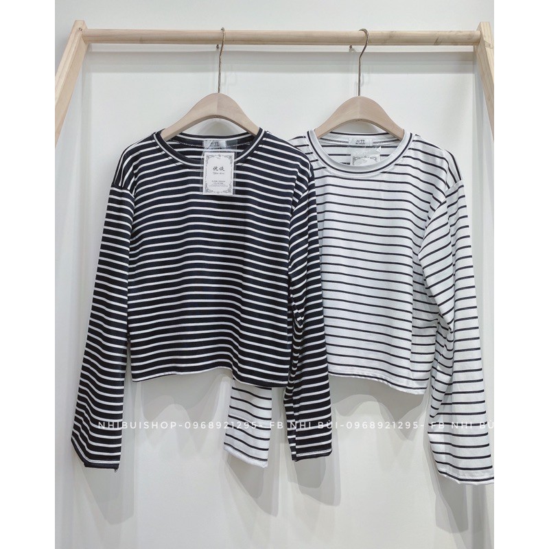[Mã WASKT410K giảm 10K đơn 50K] Áo kẻ croptop tay rộng | BigBuy360 - bigbuy360.vn