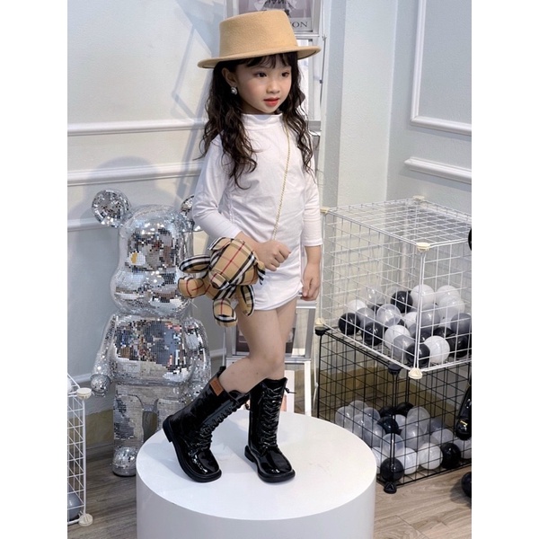 Đầm body dây rút tay dài bé gái