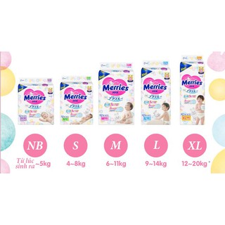 Bỉm dán, quần MERRIES nội địa CỘNG MIẾNG Nb96/S88/M68/M64/L58/L50/XL44/XXL28
