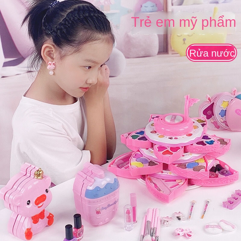 ▩Bộ mỹ phẩm trẻ em không độc hại trọn bộ hộp trang điểm son môi công chúa đồ chơi bé gái món quà sinh nhật ngôi nhà