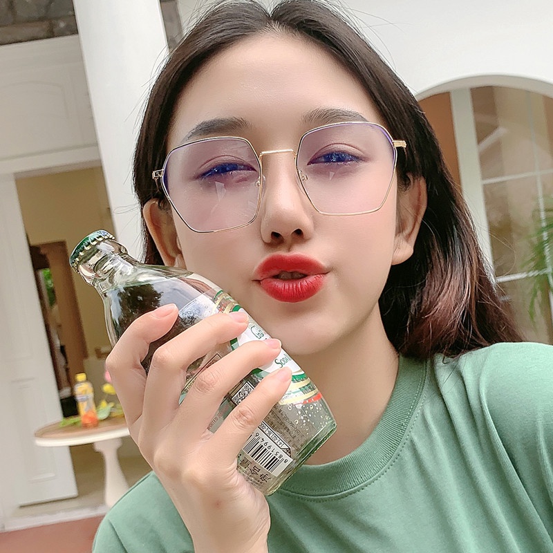 Gọng kính cận kim loại nam nữ VIENDO đa giác đổi màu chống ánh sáng xanh thời trang Hàn Quốc