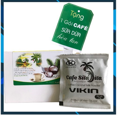 [TẶNG THÊM GÓI CÀ PHÊ 17G] Cà Phê Sữa Dừa Hòa Tan VIKIN, hộp 6 gói x 17g ,tiện lợi, nguyên chất và an toàn cho sức khỏe. | BigBuy360 - bigbuy360.vn