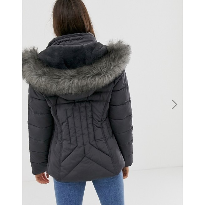 Áo khoác phao Newlook mũ lót lông UK6