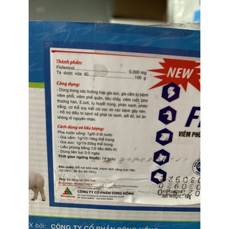 10g Flofenicol - thương hàn, tiêu chảy, viêm phổi dùng tốt cho gia cầm, gia súc- flomix