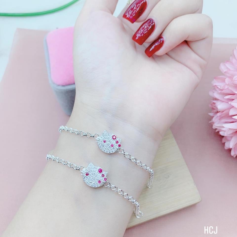 Lắc tay mèo hello kitty 💥SIÊU ĐẸP💥 vòng tay bạc cho bé vừa đẹp và mang lại may mắn