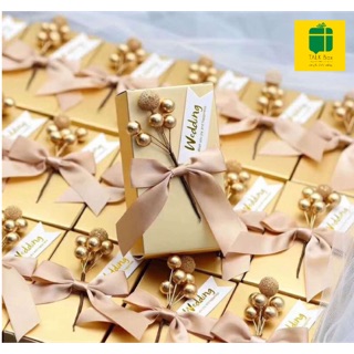 Set 50 hộp quà cưới nơ hoa nhũ cực sang trọng