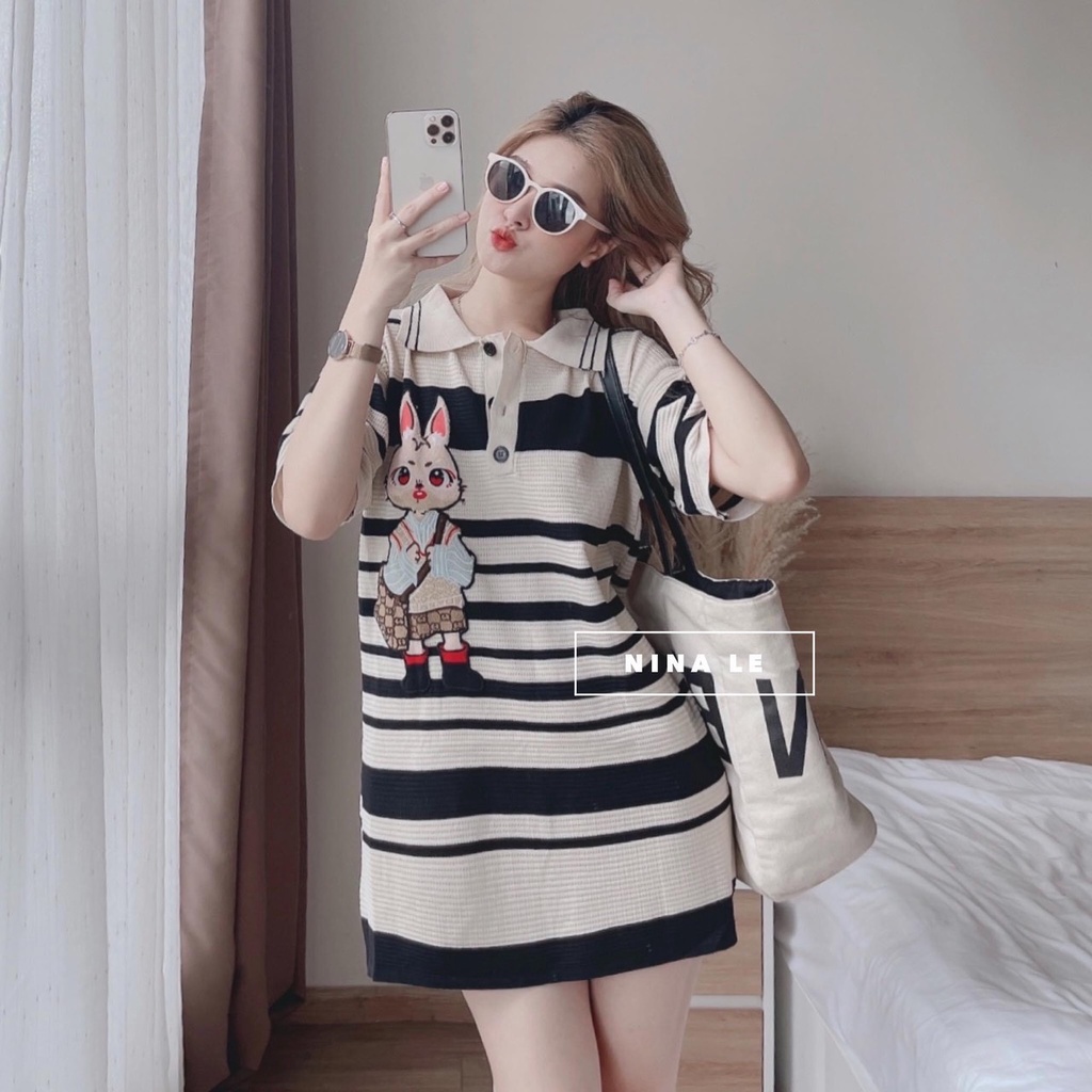 VÁY LEN POLO THỎ SỌC KẺ NGANG