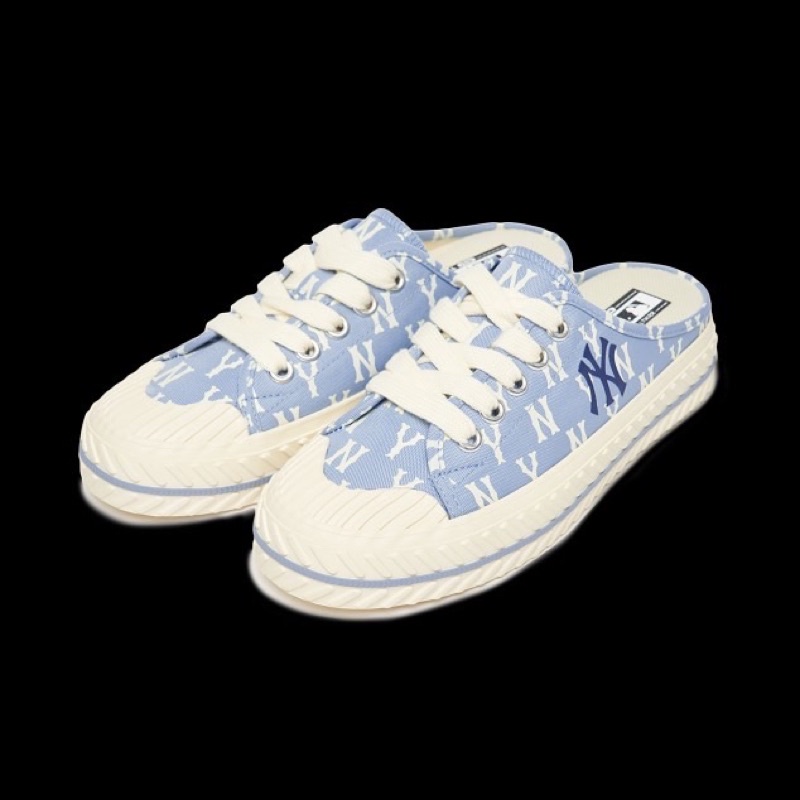 [Bao check trọn đời] Giày MLB Playball Mule Monogram màu Baby Blue mã 3AMUM212N-50BLL