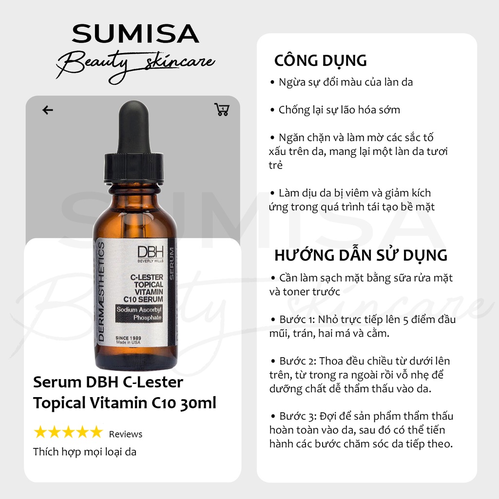 Serum trẻ hóa làm sáng đều làn da DBH C-Lester Topical Vitamin C10
