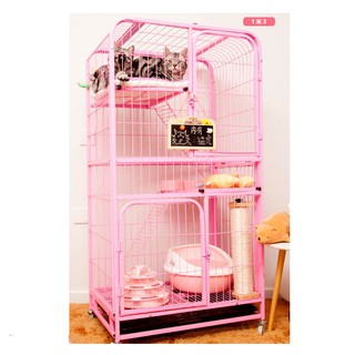 Chuồng mèo nan ống 3 tầng có bánh xe kích thước 78x54x137cm nhiều màu sắc