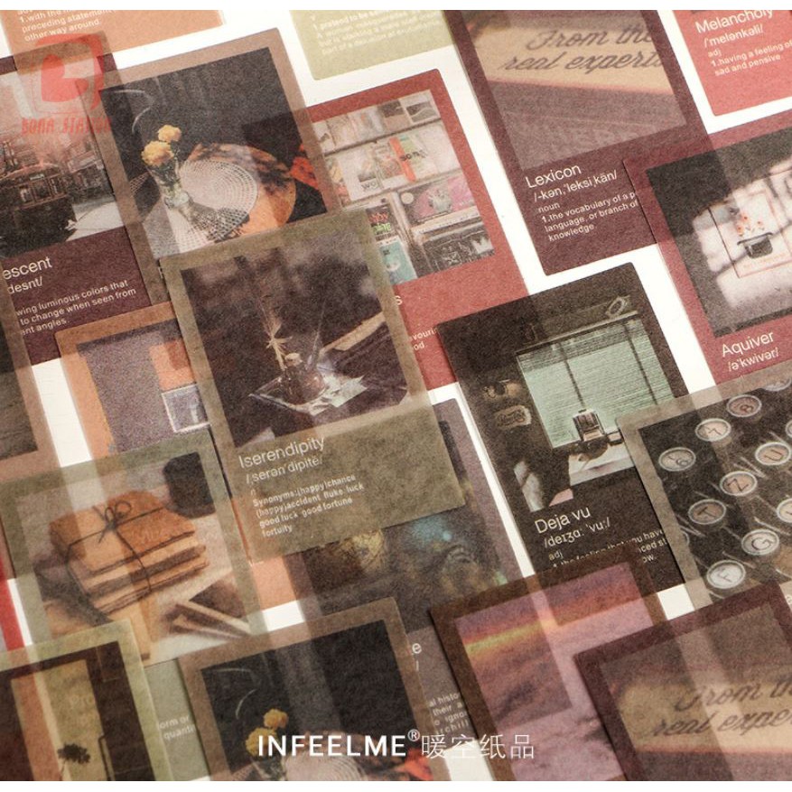 Bộ 40 sticker hình dán Time Letter phong cảnh vintage | BSB027