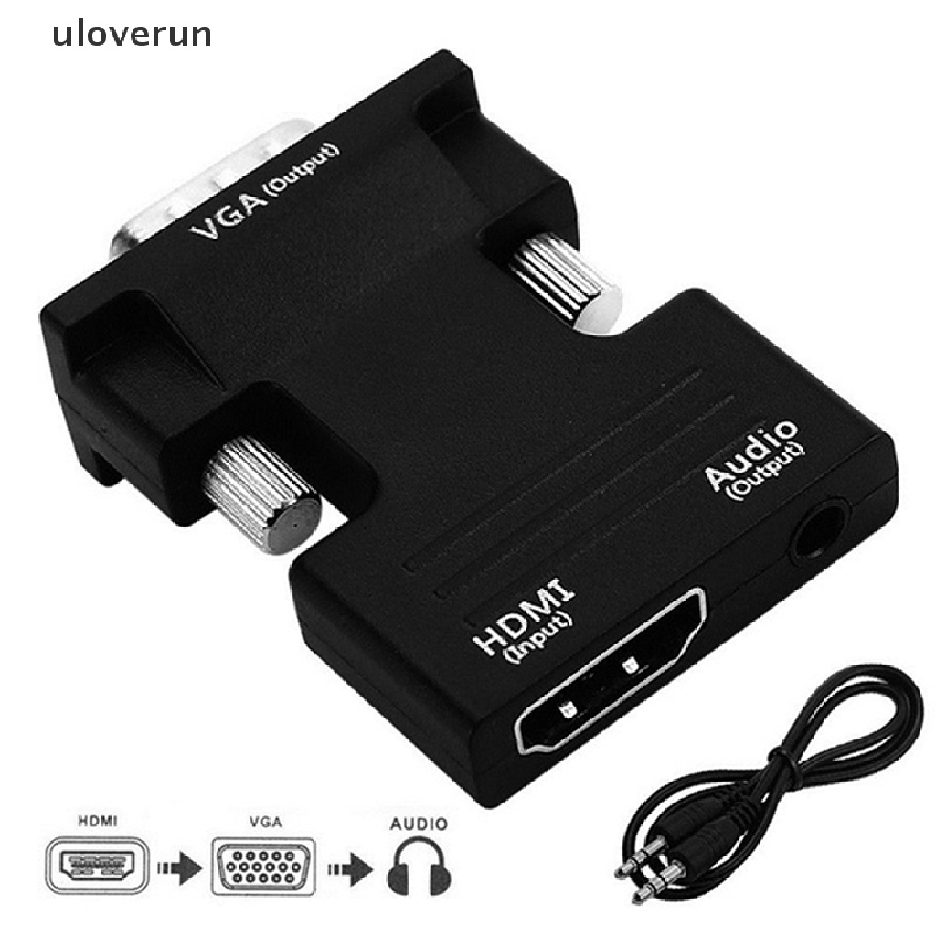 Bộ chuyển đổi âm thanh cổng HDMI sang đầu VGA Uloverun hỗ trợ đầu ra tín hiệu 1080P vn