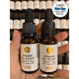 Vitamin D3 K2 MK7 Đức Sunday Natural 20ml Bổ sung D3 K2 MK7 Tăng Hấp Thụ Canxi Cho Bé, vitamin D3 cho trẻ sơ sinh
