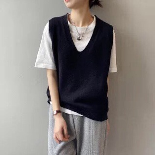 Áo len gile nữ basic hàng đẹp cổ V chất len mỏng mặc 4 mùa hàng quảng châu ONE UNISEX