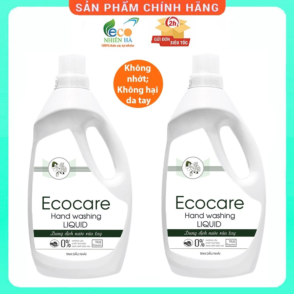 Nước rửa tay ECOCARE 1L tinh dầu nhài, nước rửa tay diệt khuẩn dạng bọt, không khô da tay