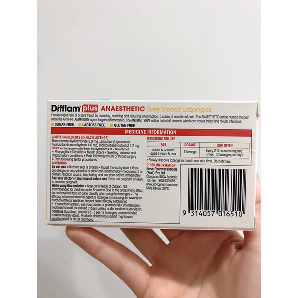 Viên Kẹo Ngậm Chanh Mật Ong Difflam Plus Hộp 32 Viên