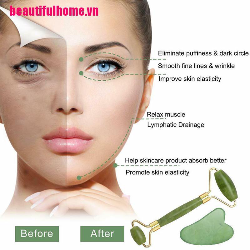 [Hàng mới về] Cây Lăn Mát Xa Mặt Bằng Đá Ngọc Bích Tự Nhiên