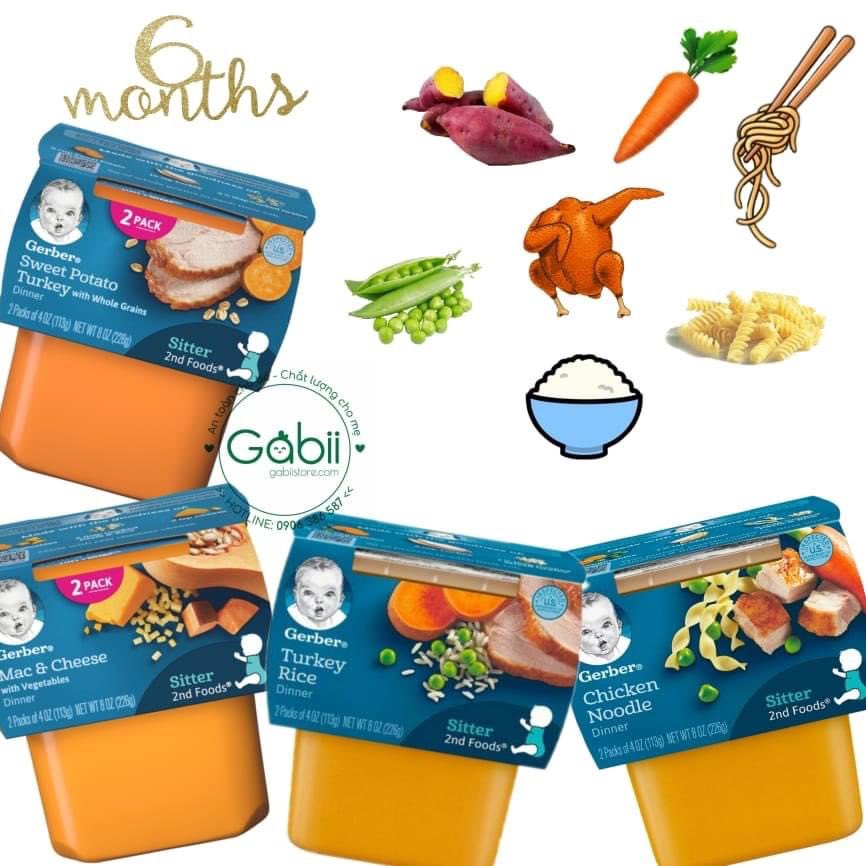 CHÁO NGHIỀN GERBER SET 2 HỦ 113GR CÙNG VỊ - GABII STORE