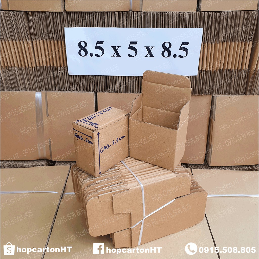 Combo 100 hộp carton nắp gài đóng hàng trang sức, phụ kiện, mỹ phẩm 8.5x5x8.5 giá gốc tận xưởng - Hộp Carton HT