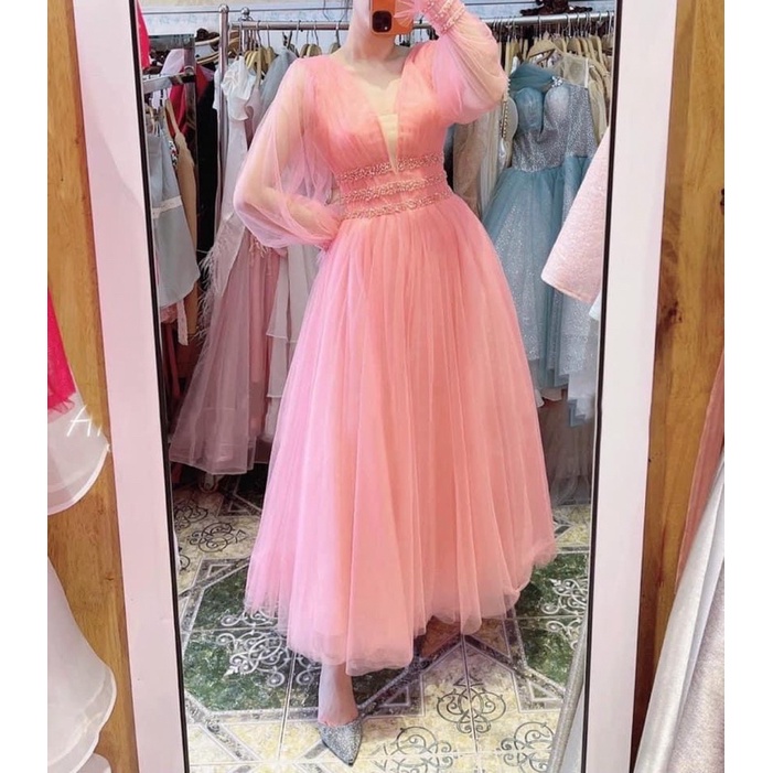 Đầm dự tiệc công chúa tay dài kết cườm TRIPBLE T DRESS - size M/L ( ảnh/video thật) MS136Y