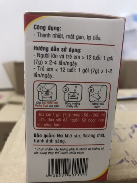 Bột nước mát Herba Cool rễ tranh mía lau - Hộp 10 gói