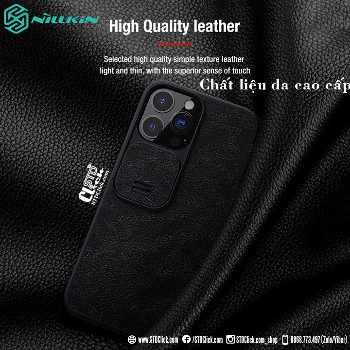 BAO DA IPHONE 13 PRO NILLKIN QIN BẢO VỆ CAMERA CHÍNH HÃNG - HÀNG CHUẨN