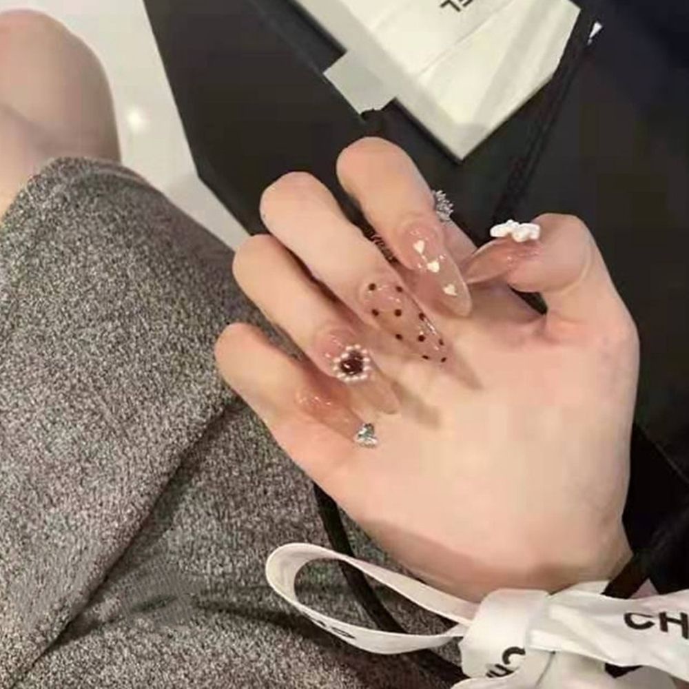 [Hàng mới về] Bộ 24 Móng Tay Giả Dạng Nhấn Có Thể Tháo Rời Thời Trang Dành Cho Nữ