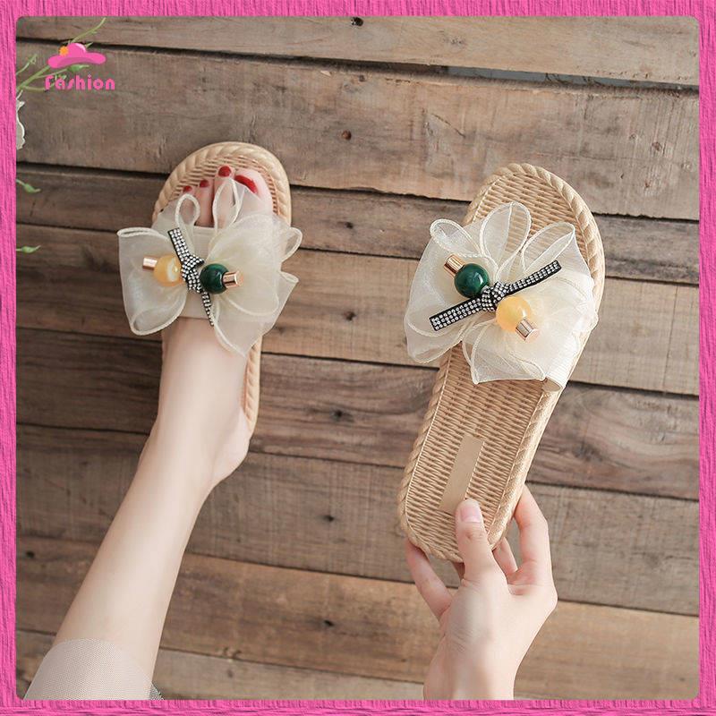 Dép lê Dép Sandal Đính Nơ Đế Mềm Chống Trượt Thời Trang Mùa Hè Xinh Xắn
