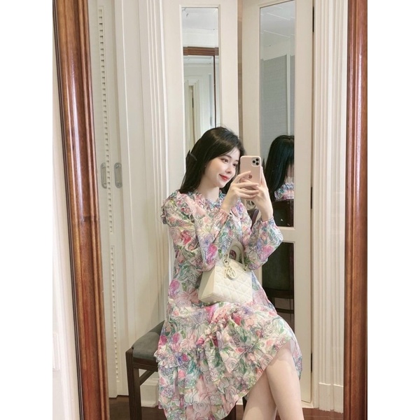 Váy bầu thời trang đẹp Aidenshop Đầm bầu thiết kế nữ dự tiệc voan hoa