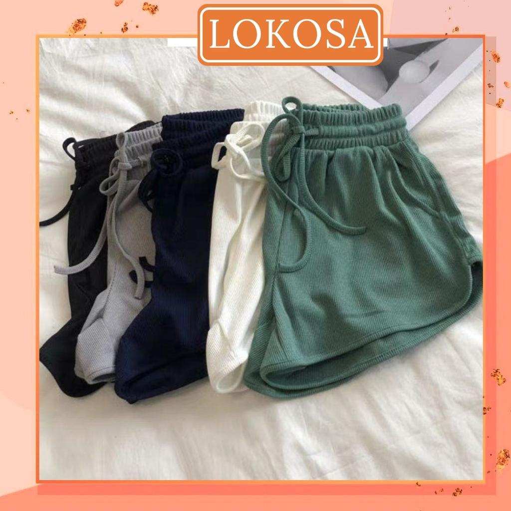 Quần Short Thun Nữ LOKOSA Quần Đùi Ống Rộng Cạp Chun Phong Cách Ulzzang Unisex Trắng Đen QD001
