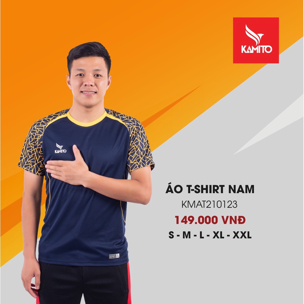 Áo Thun Nam T-shirt Thể Thao Kamito Họa Tiết Tay Lưới