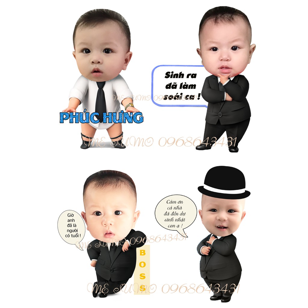 Hình Chibi trang trí tiệc sinh nhật, thôi nôi cho bé