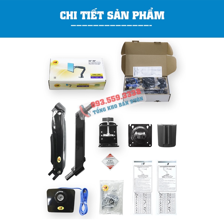 Giá treo màn hình máy tính NB F100A 22 - 35 inch - Giá đỡ màn hình F100A gắn bàn xoay 360 độ