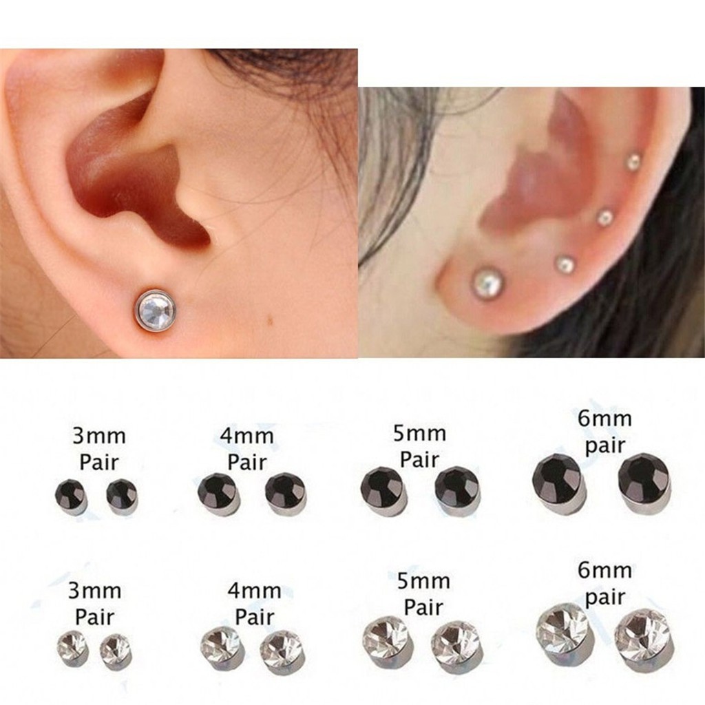 Bông Tai Nam Châm 3/4/5mm Không Xỏ Lỗ Cho Nam Nữ