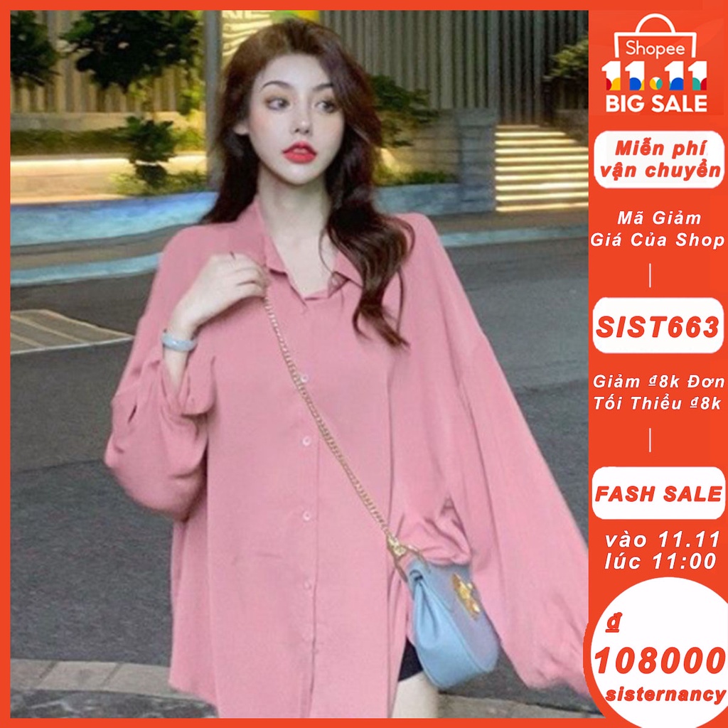 Áo sơ mi tay dài dáng rộng phong cách retro Hàn Quốc | BigBuy360 - bigbuy360.vn