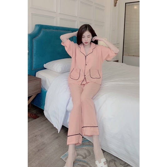 Bộ Đồ Pijama Nữ Lụa Tay Cộc Quần Dài Mát Mịn – Không Nhăn, Không Giãn, Không Phải màu | BigBuy360 - bigbuy360.vn