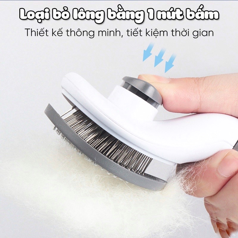 Lược chải lông chó mèo có nút bấm CHÍNH HÃNG CLEAN chải lông chó mèo