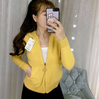 Áo Khoác Len Nữ Dây Kéo Hàng Nhập. Áo Khoác Cardigan Nữ Dây Kéo Có 2 Túi ngoài [L185]