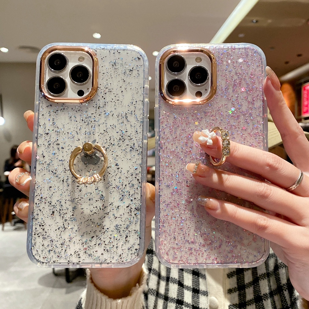 Ốp Điện Thoại Kim Tuyến Có Vòng Đỡ Cho iPhone 13 Pro Max 12 Pro Max 12 11Pro XS Max 13 11 XR X Đứng