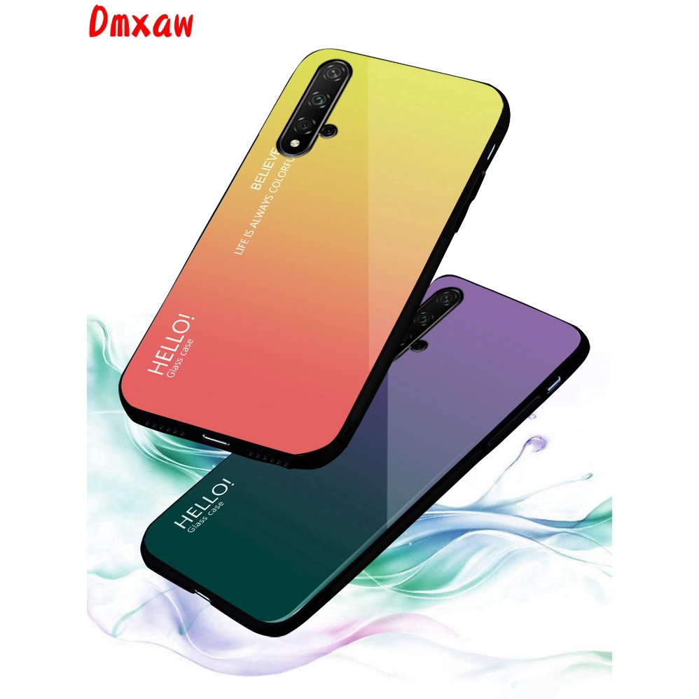 Ốp lưng kính cường lực cứng màu gradient cho Huawei Nova 5T 5 5i 3i 3 3e 4 2i