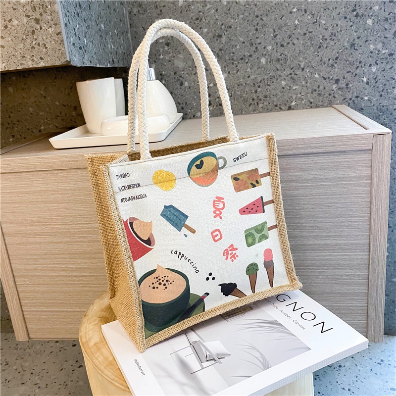 Túi cói mini, túi tote mini đi biển nữ đi chơi thời trang dễ thương cute phong cách vintage Hàn Quốc